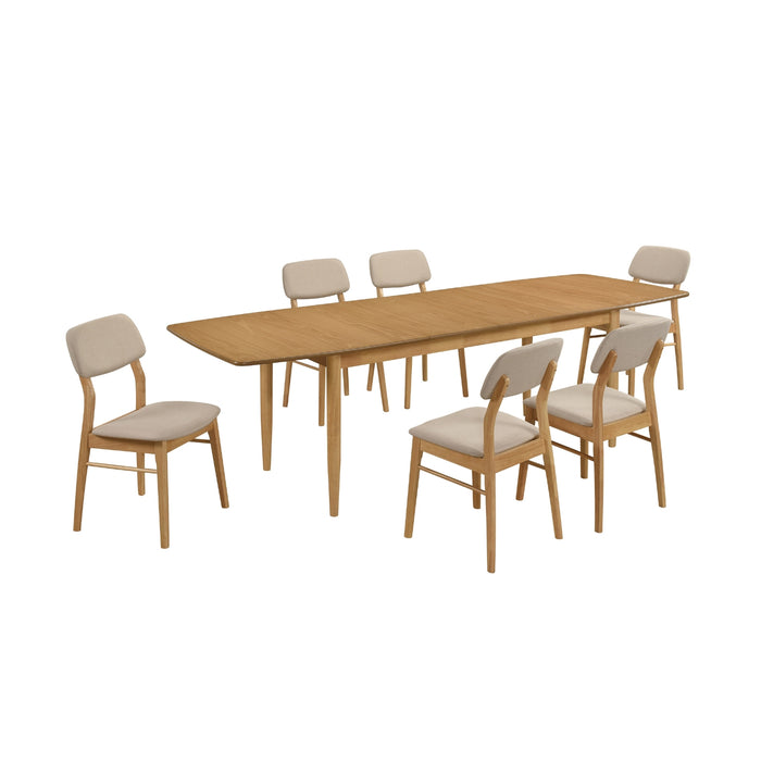 Comedor 6 Puestos Gales Lino Beige, Natural Extensible