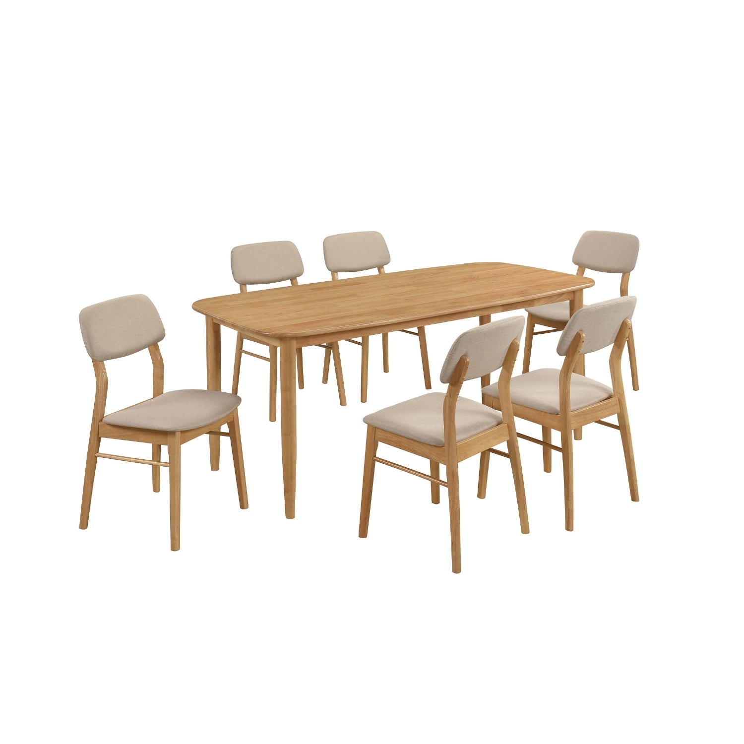 Comedor 6 Puestos Gales Lino Mocca Natural