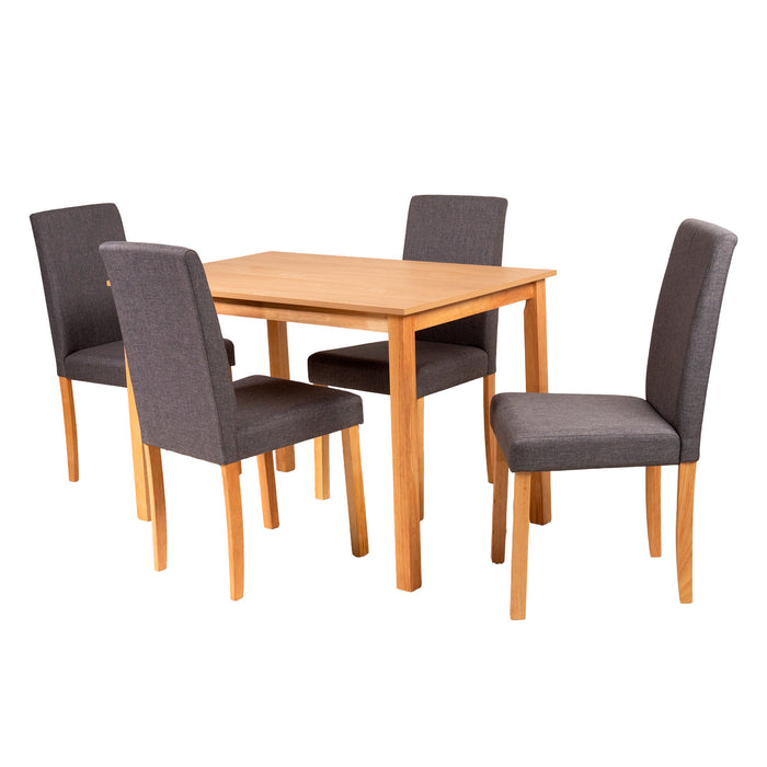 Comedor 4 Puestos Axel Microfibra Gris, Natural