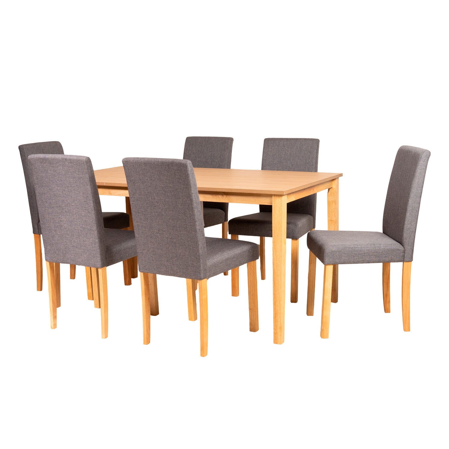 Comedor 6 Puestos Axel Microfibra Gris, Natural