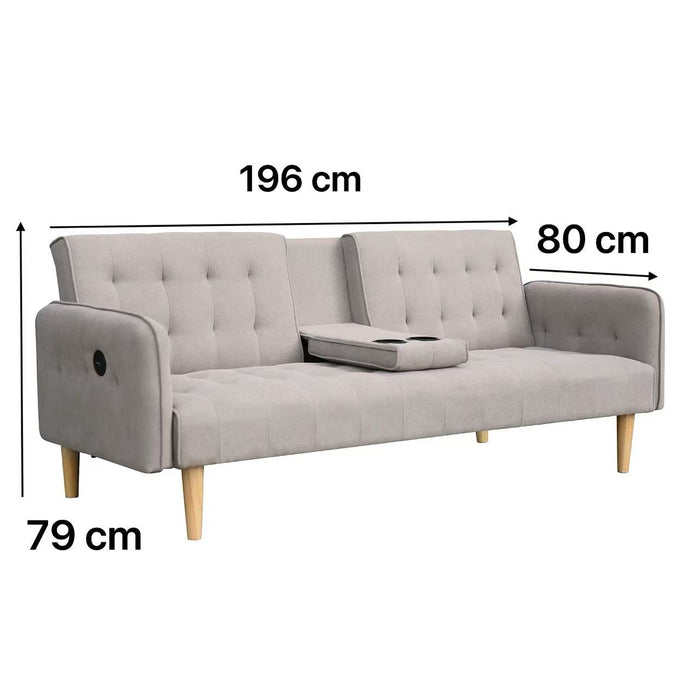 Sofá Cama Agnes Microfibra Beige, Natural