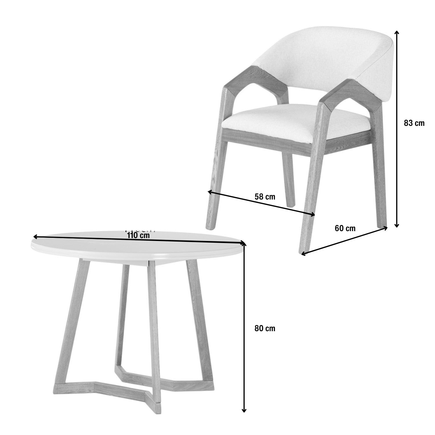 Comedor 4 Puestos Capri Eurolino Vitore Marfil, Natural