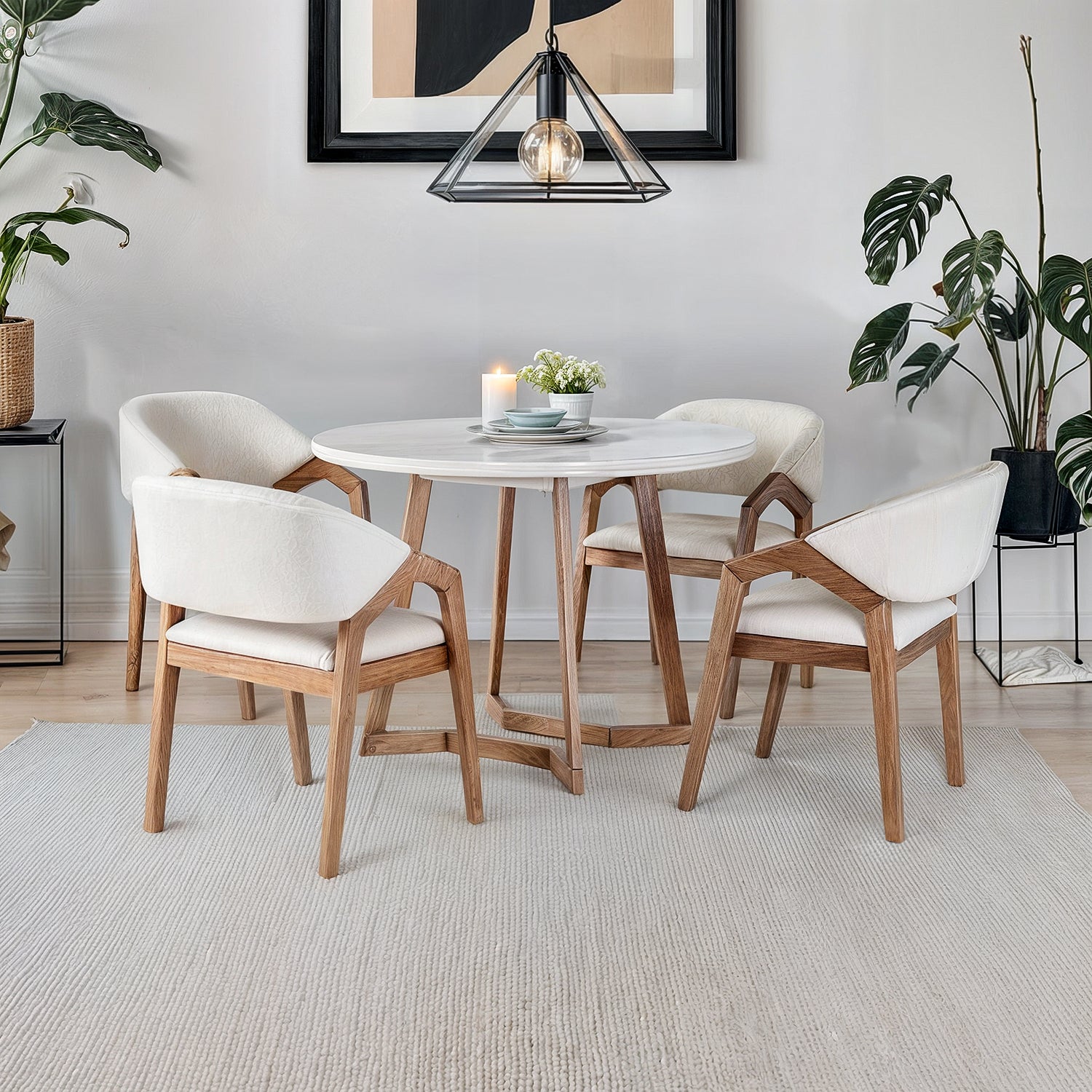 Comedor 4 Puestos Capri Eurolino Vitore Marfil, Natural