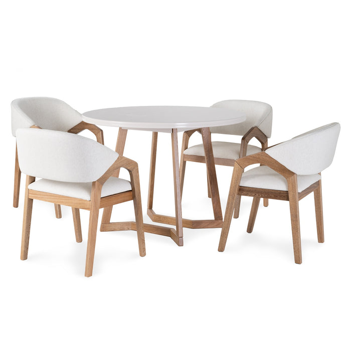 Comedor 4 Puestos Capri Eurolino Vitore Marfil, Natural
