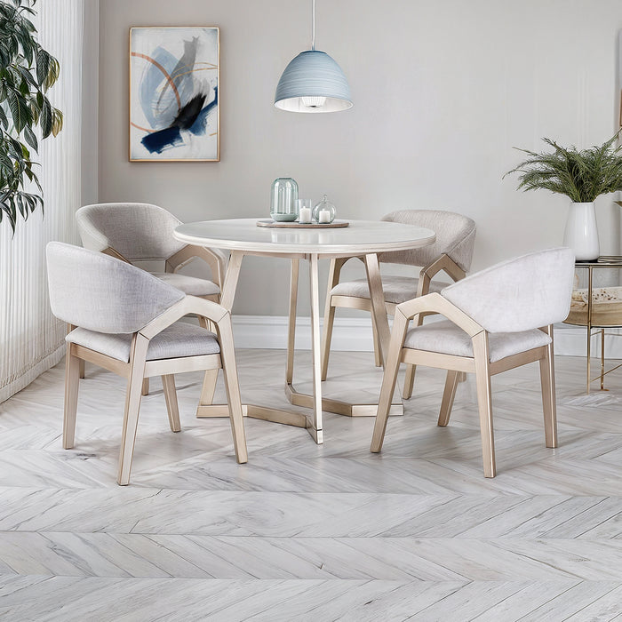 Comedor 4 Puestos Capri Velvet Atlas Marmol, Champaña