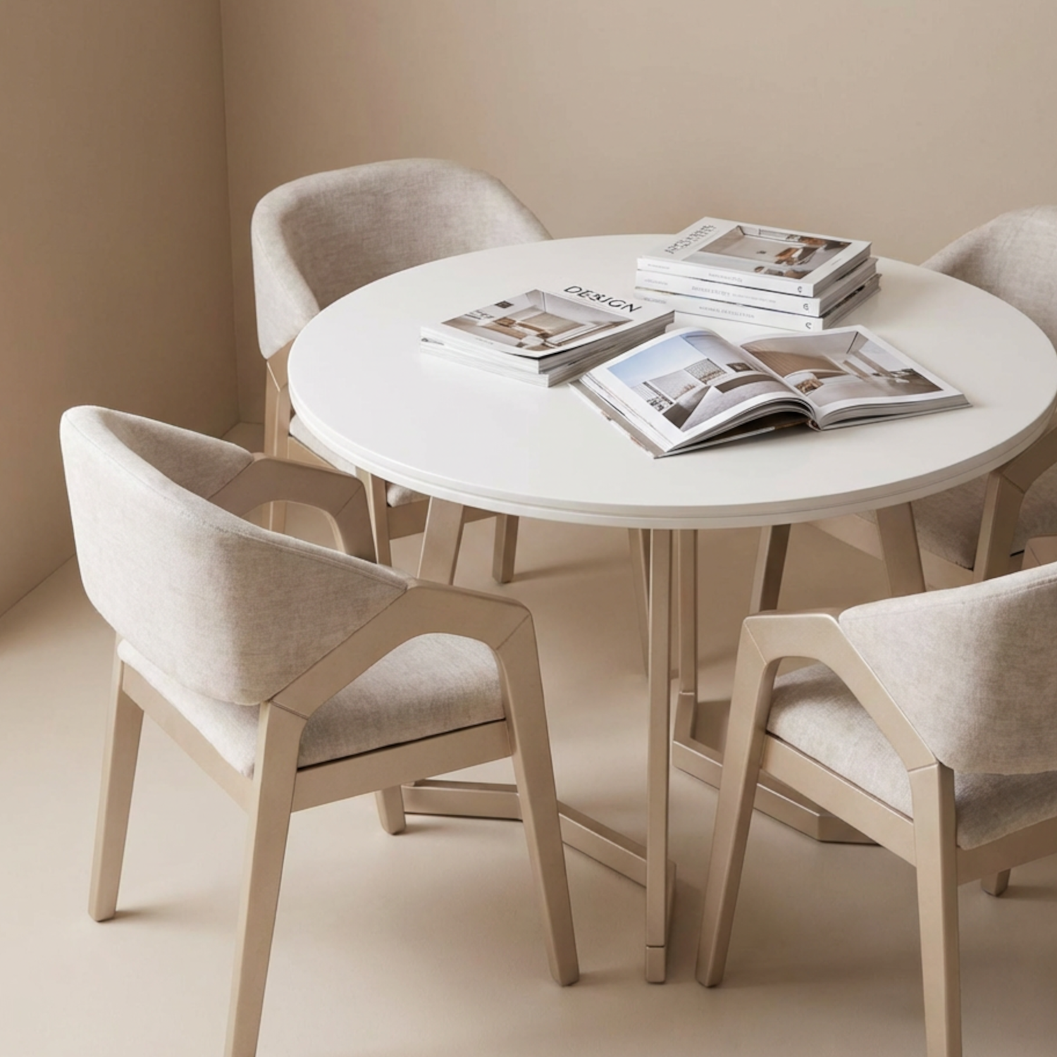 Comedor 4 Puestos Capri Velvet Atlas Marmol, Champaña