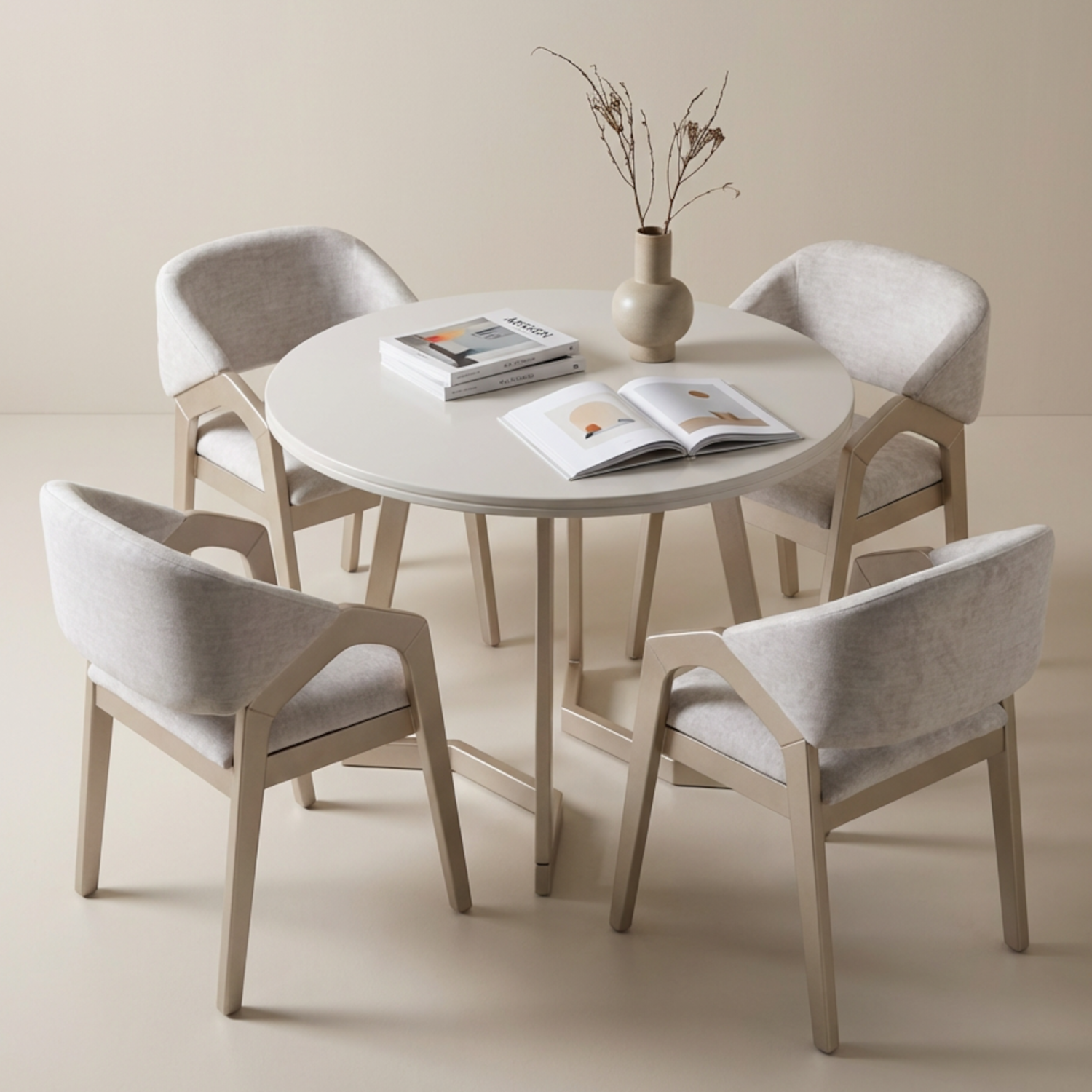 Comedor 4 Puestos Capri Velvet Atlas Marmol, Champaña