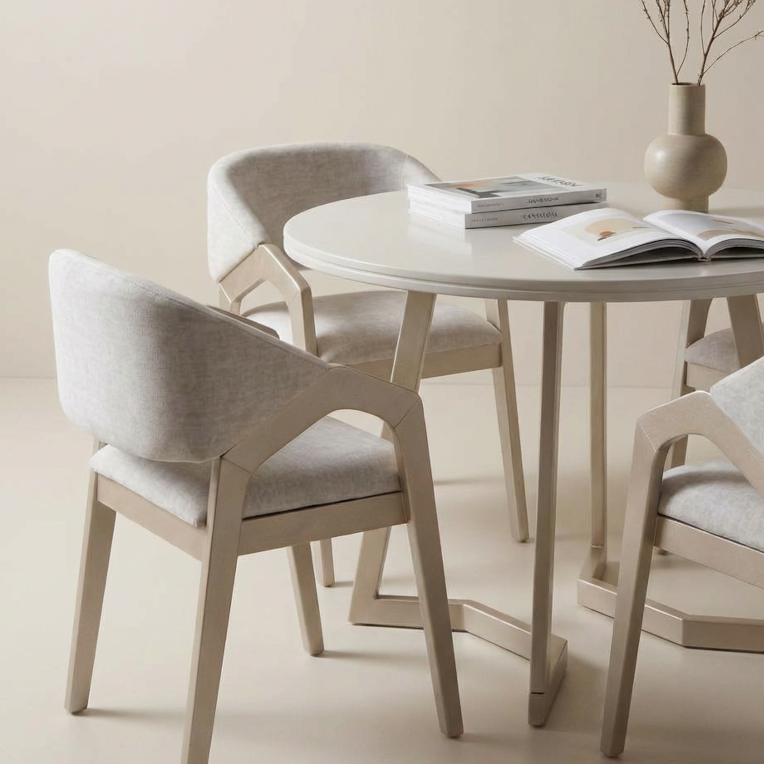 Comedor 4 Puestos Capri Velvet Atlas Marmol, Champaña