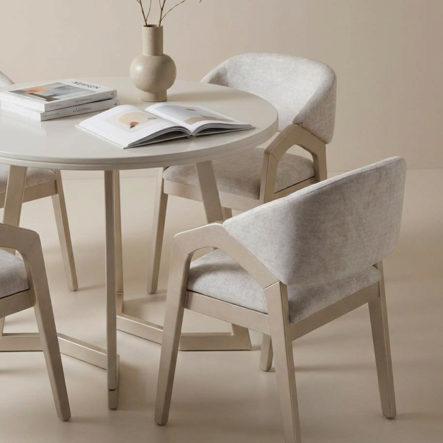 Comedor 4 Puestos Capri Velvet Atlas Marmol, Champaña