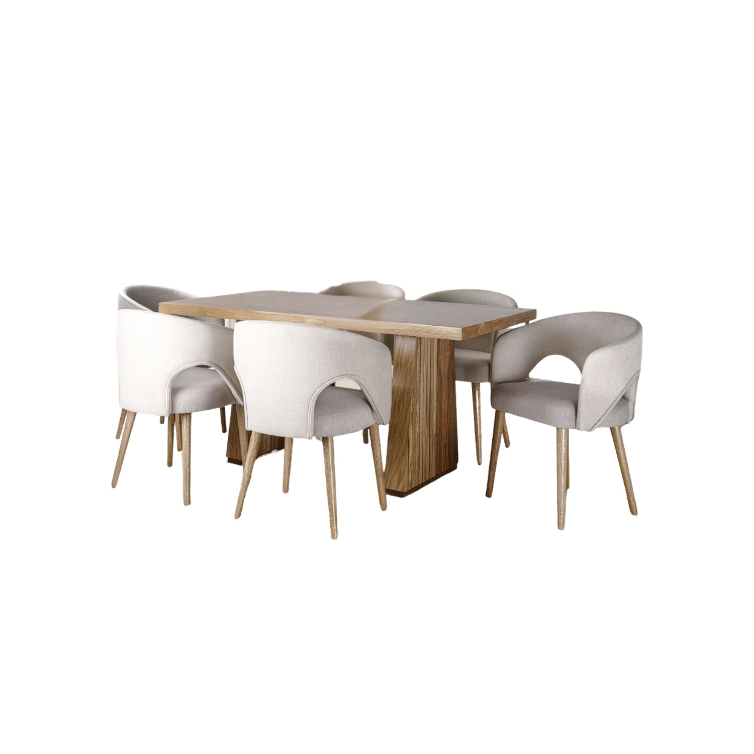 Comedor 6 Puestos Denver Microfibra Arena, Natural