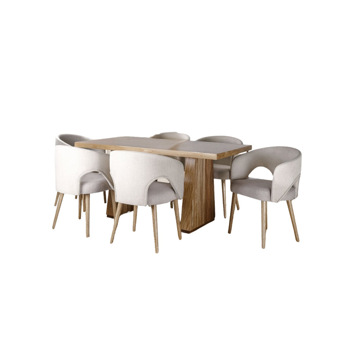 Comedor 6 Puestos Denver Microfibra Arena, Natural