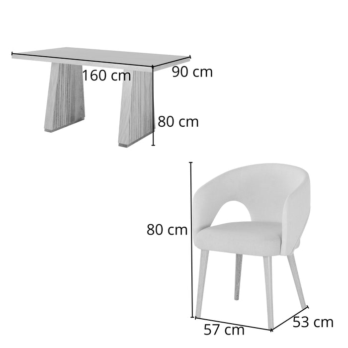 Comedor 6 Puestos Denver Microfibra Arena, Natural