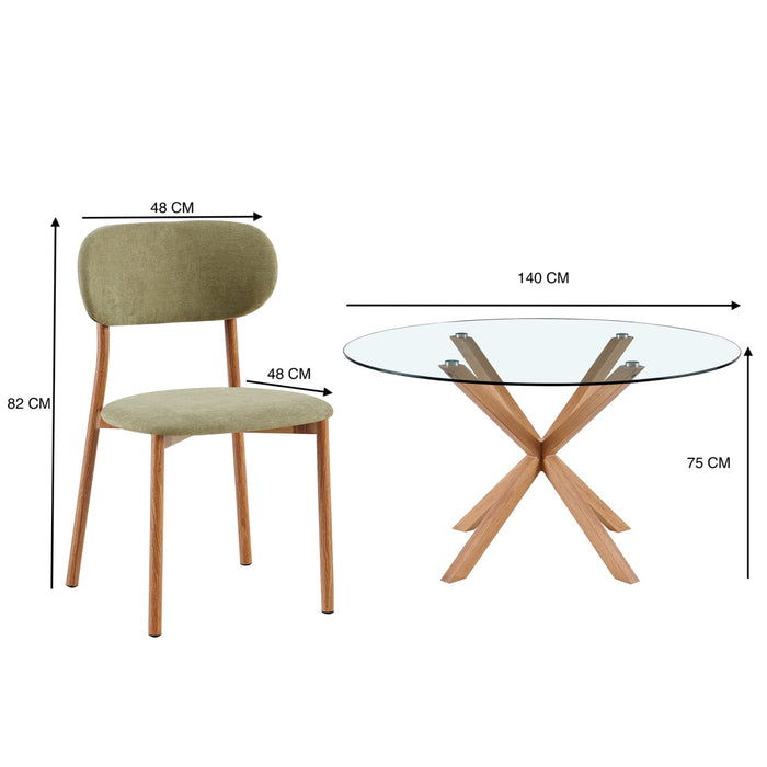 Comedor 6 Puestos Dousty Verde, Natural