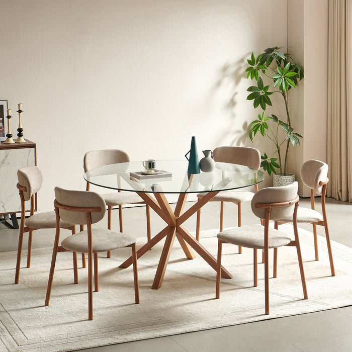 Comedor 6 Puestos Dousty Beige, Natural