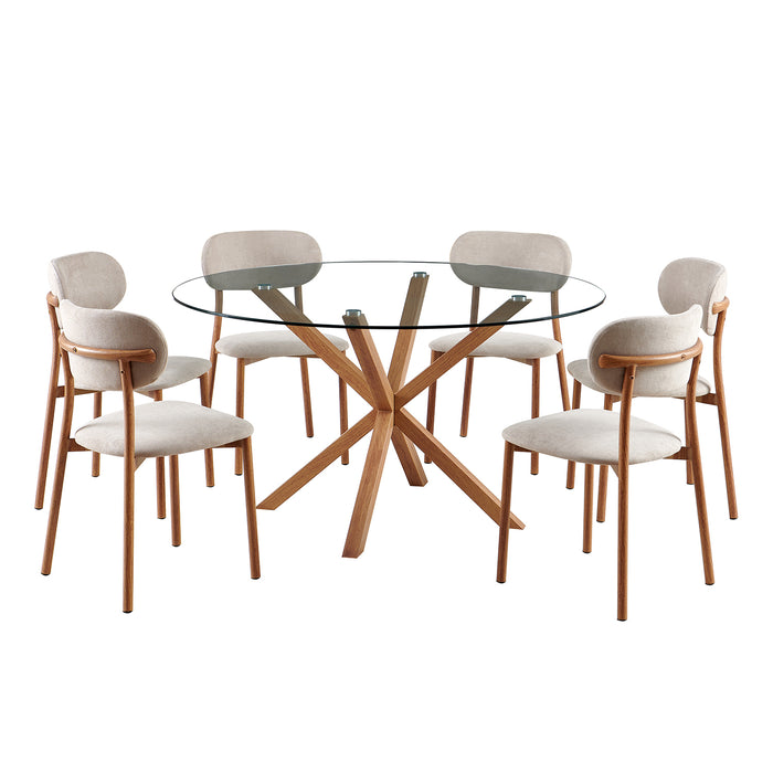 Comedor 6 Puestos Dousty Beige, Natural