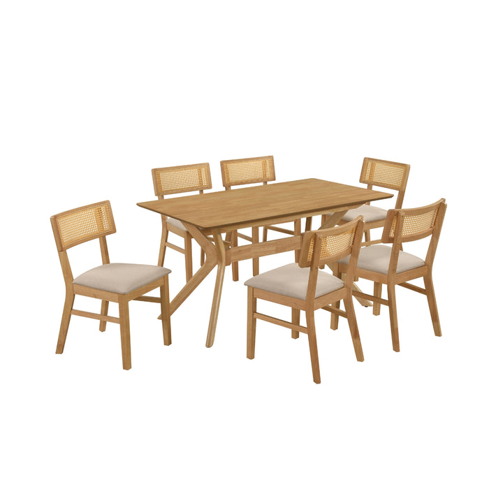 Comedor 6 Puestos Domus Lino Beige, Natural