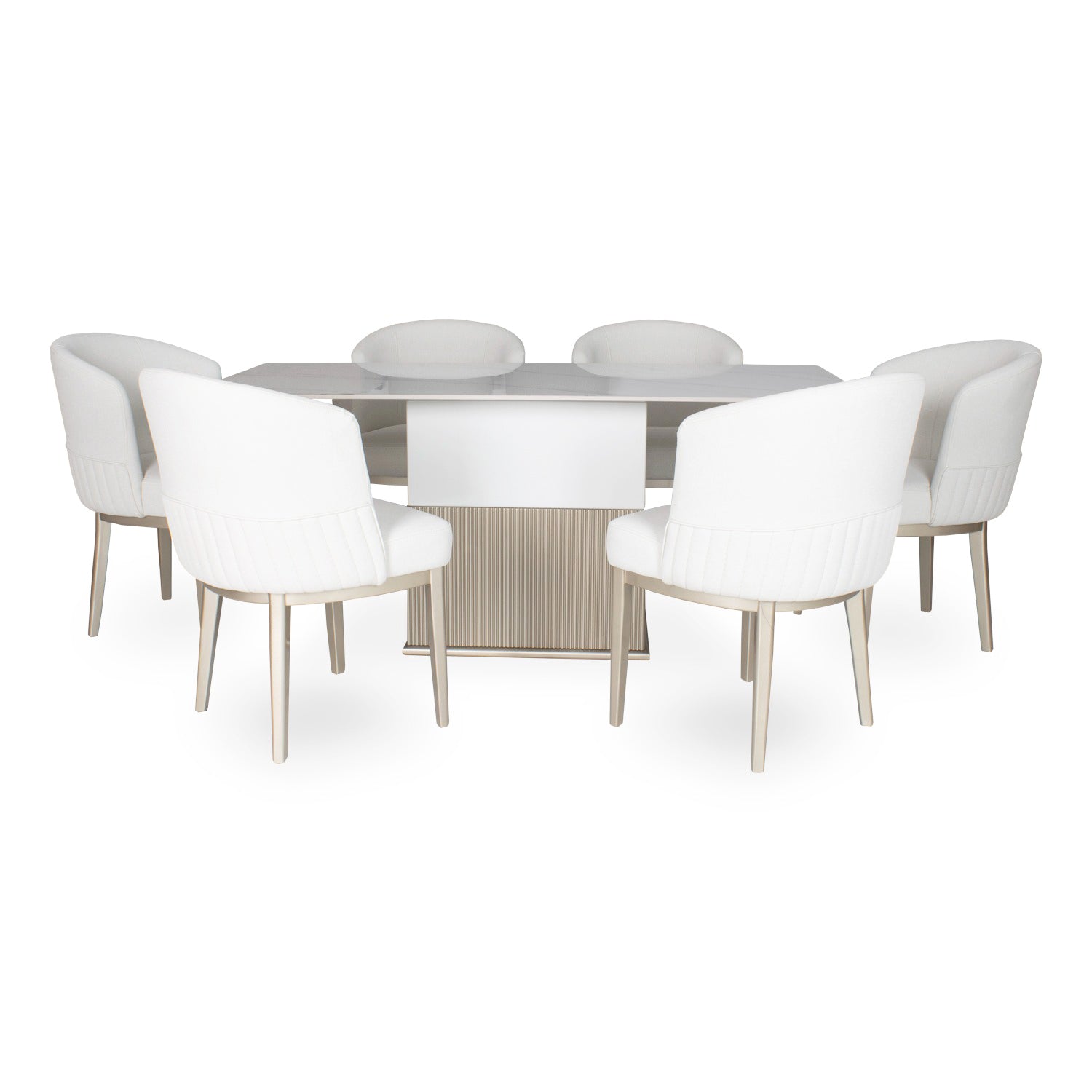 Comedor 6 Puestos Atlanta Eurolino Blanco, Champaña