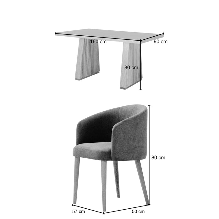 Comedor 6 Puestos Savana Lino Nakano Humo, Natural