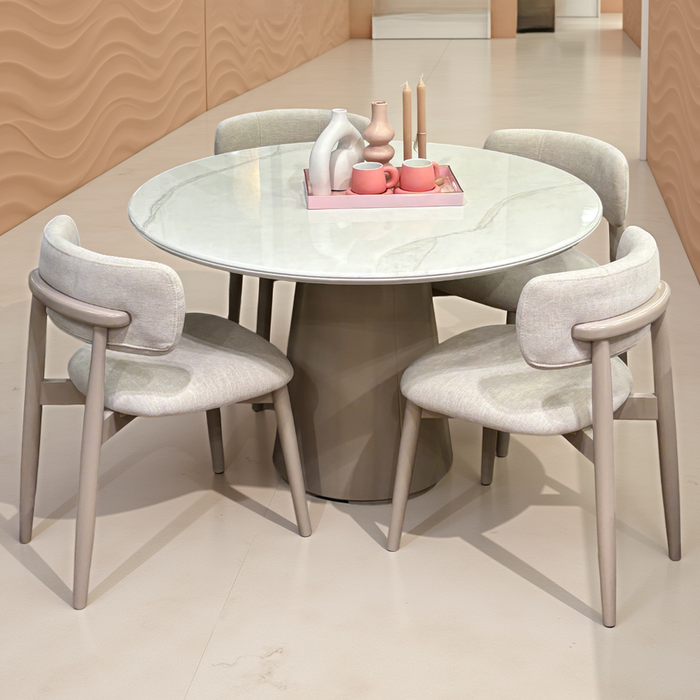 Comedor 4 Puestos Filip Lino Touch Almendra, Latte, Cubierta Marmolizada