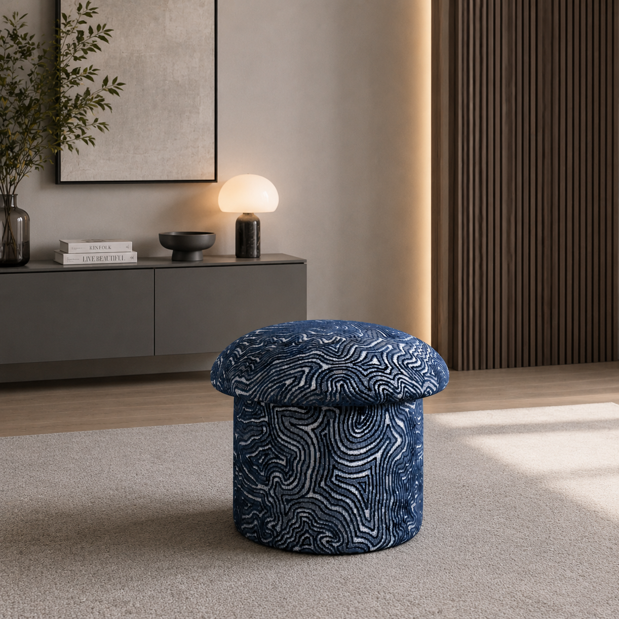 Puff Baul Filip Chenille Cardiff Navy