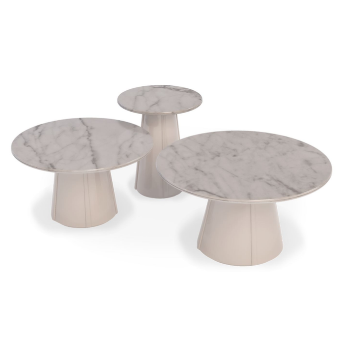 Mesa De Centro Fedor Off White, Cubierta Marmolizada