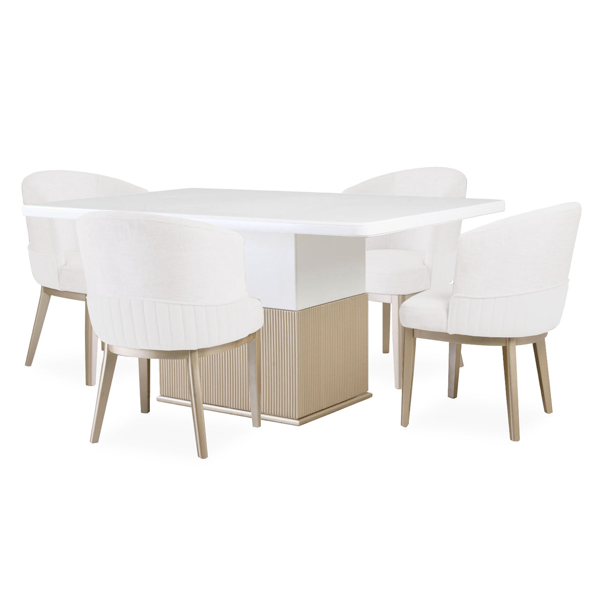 Comedor 4 Puestos Atlanta Eurolino Blanco, Champaña