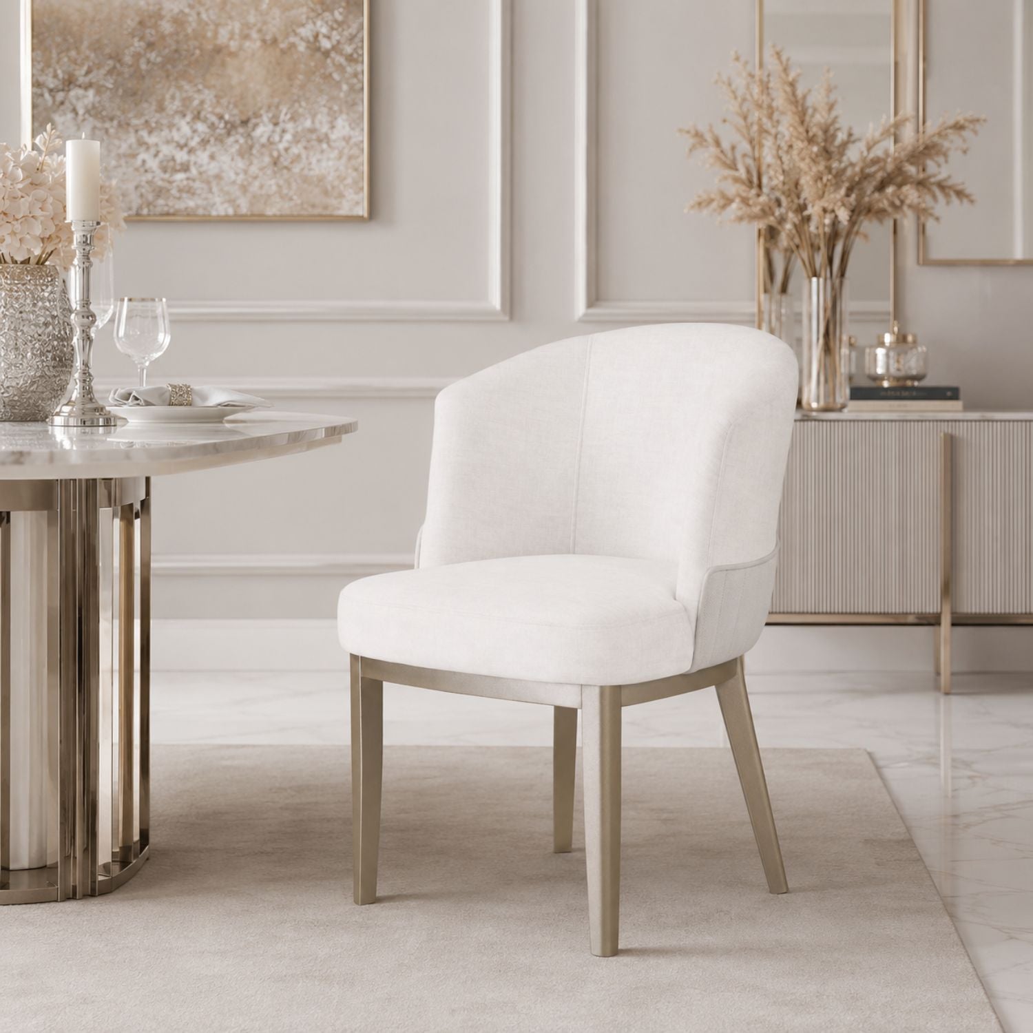 Silla Comedor Atlanta Eurolino Blanco, Champaña