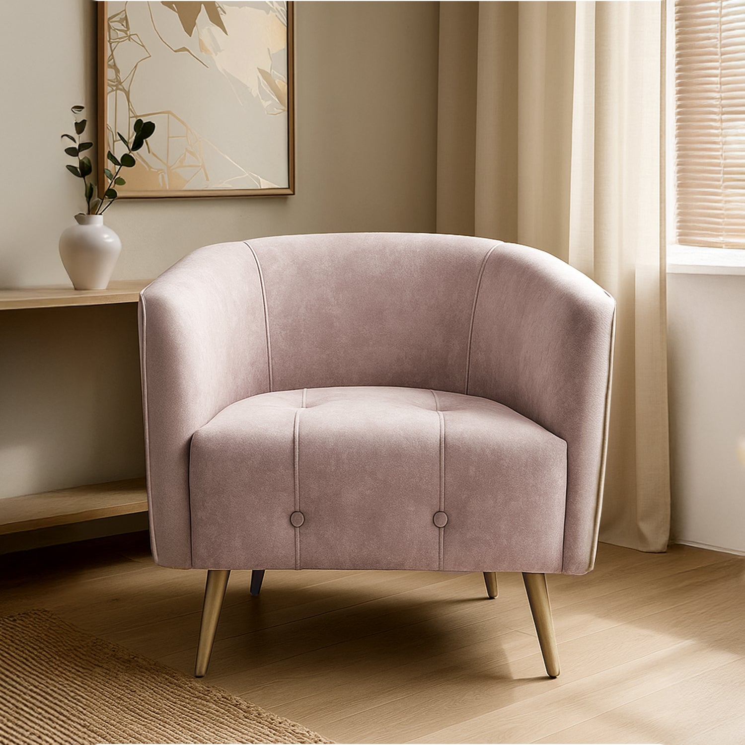 Butaca Celeste Velvet Prisma Rosa, Champaña