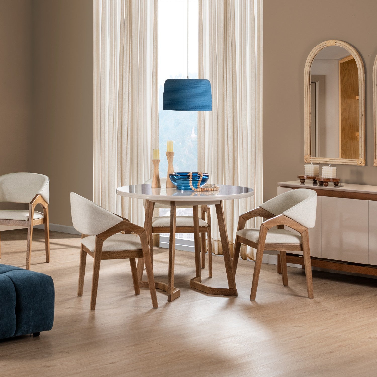 Comedor 4 Puestos Capri Vitore Marfil, Natural