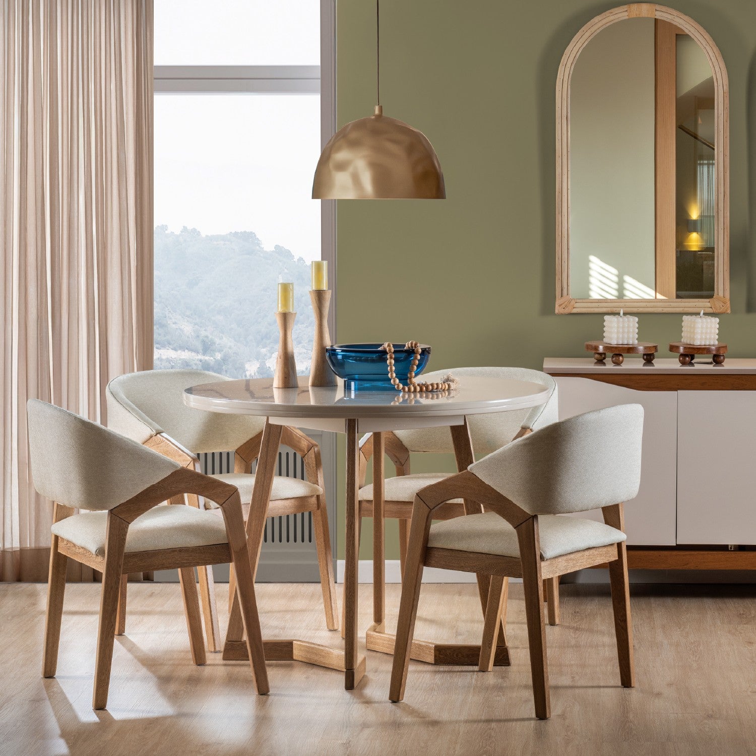 Comedor 4 Puestos Capri Vitore Marfil, Natural