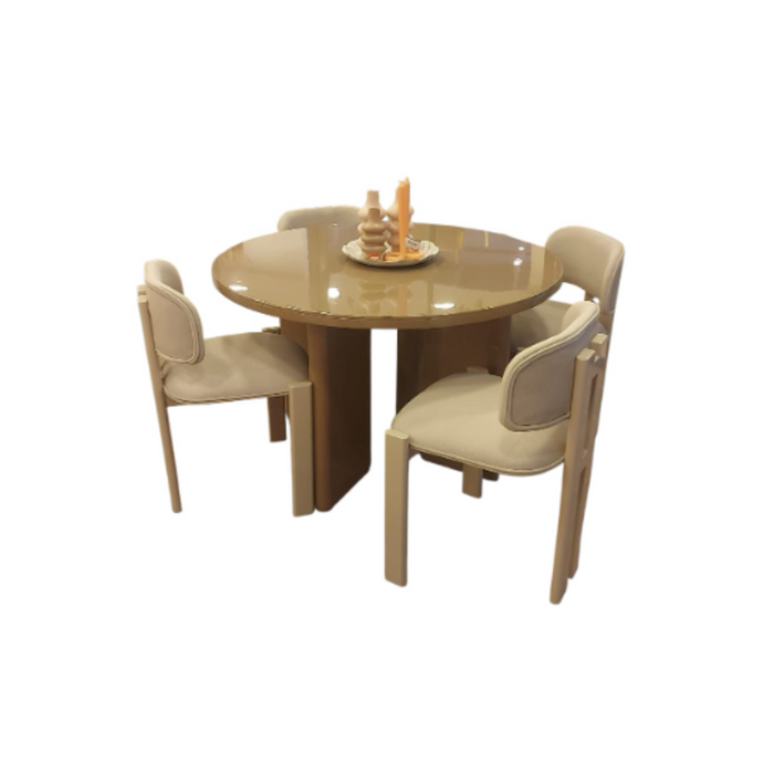 Comedor 4 Puestos Sienna Velvet Serena Cocoa, Latte