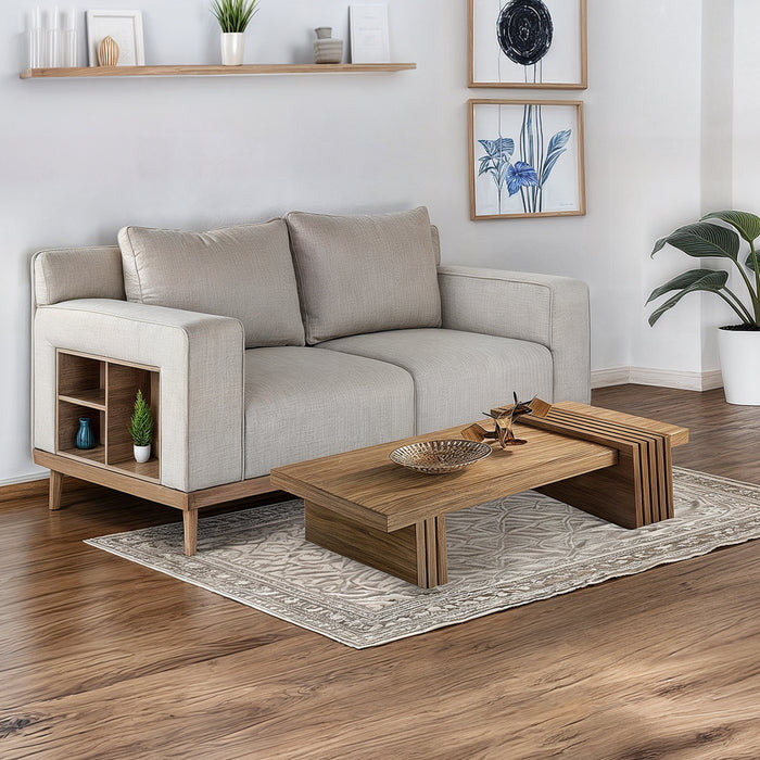 Sofá 2 Puestos Almeira lino Verona Beige, Natural