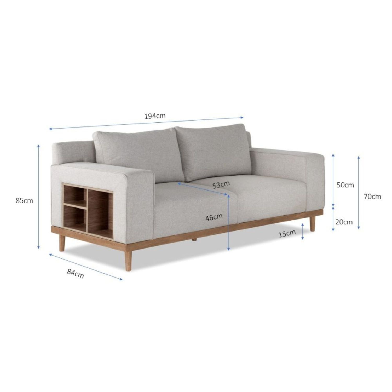 Sofá 3 Puestos Almeira lino Verona Beige, Natural