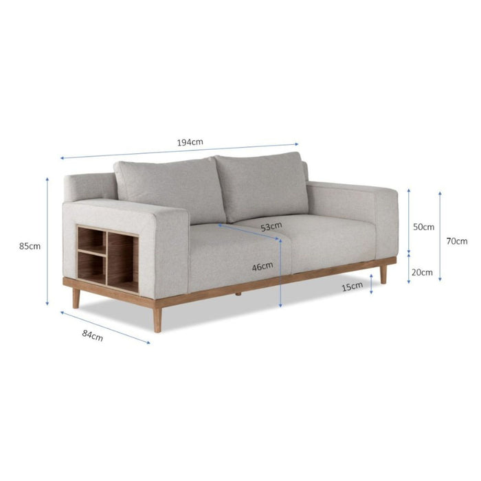 Sofá 3 Puestos Almeira lino Verona Beige, Natural