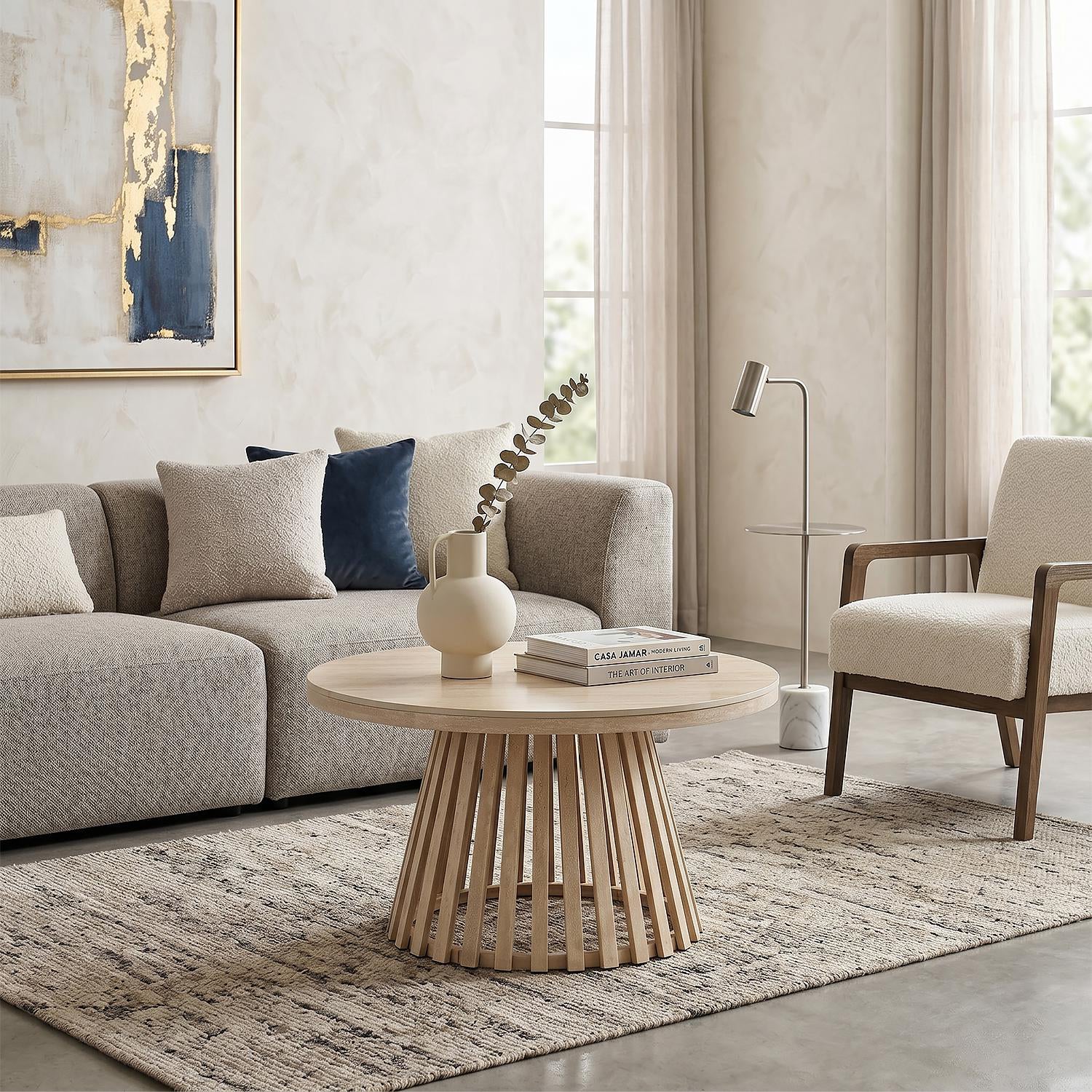 Mesa De Centro Donato Beige, Marmolado