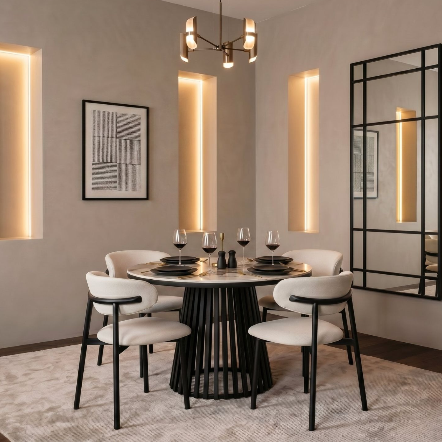Comedor 4 Puestos Donato Marmolizado, Beige