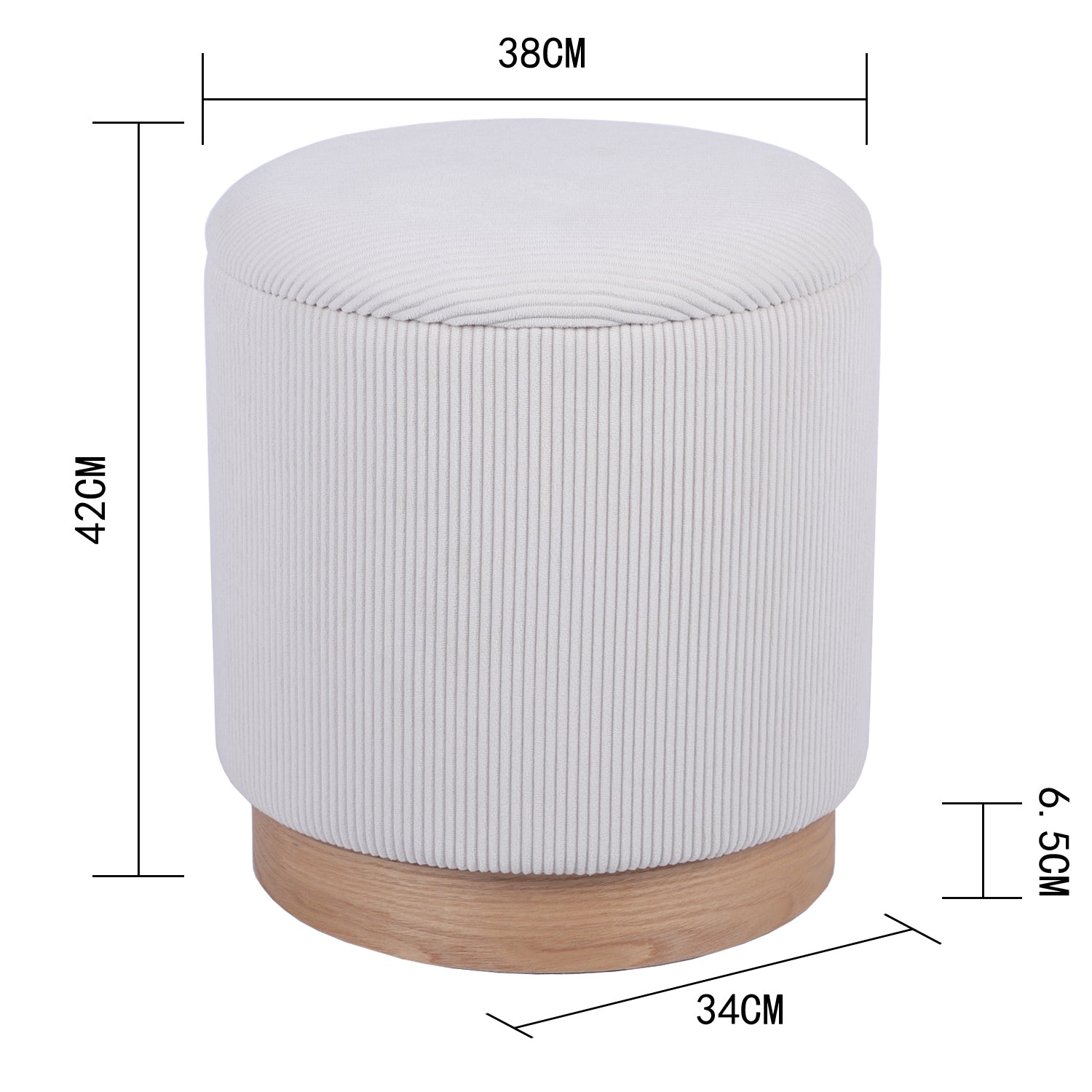Puff Gaby Velvet Beige, Natural