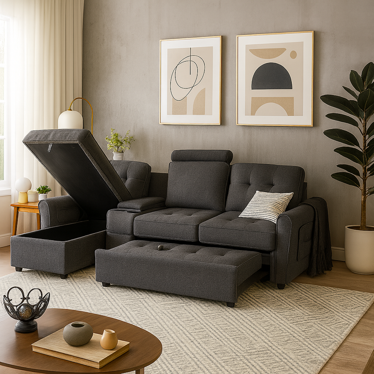 Sala Cama Oxford Premium Lino Plomo