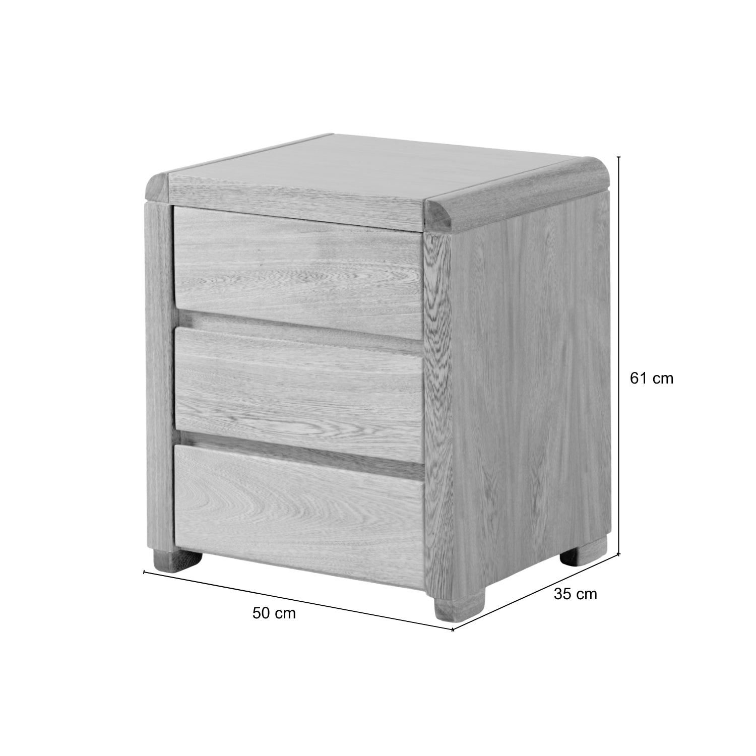 Mesa de Noche Calvin Natural 3 Gavetas