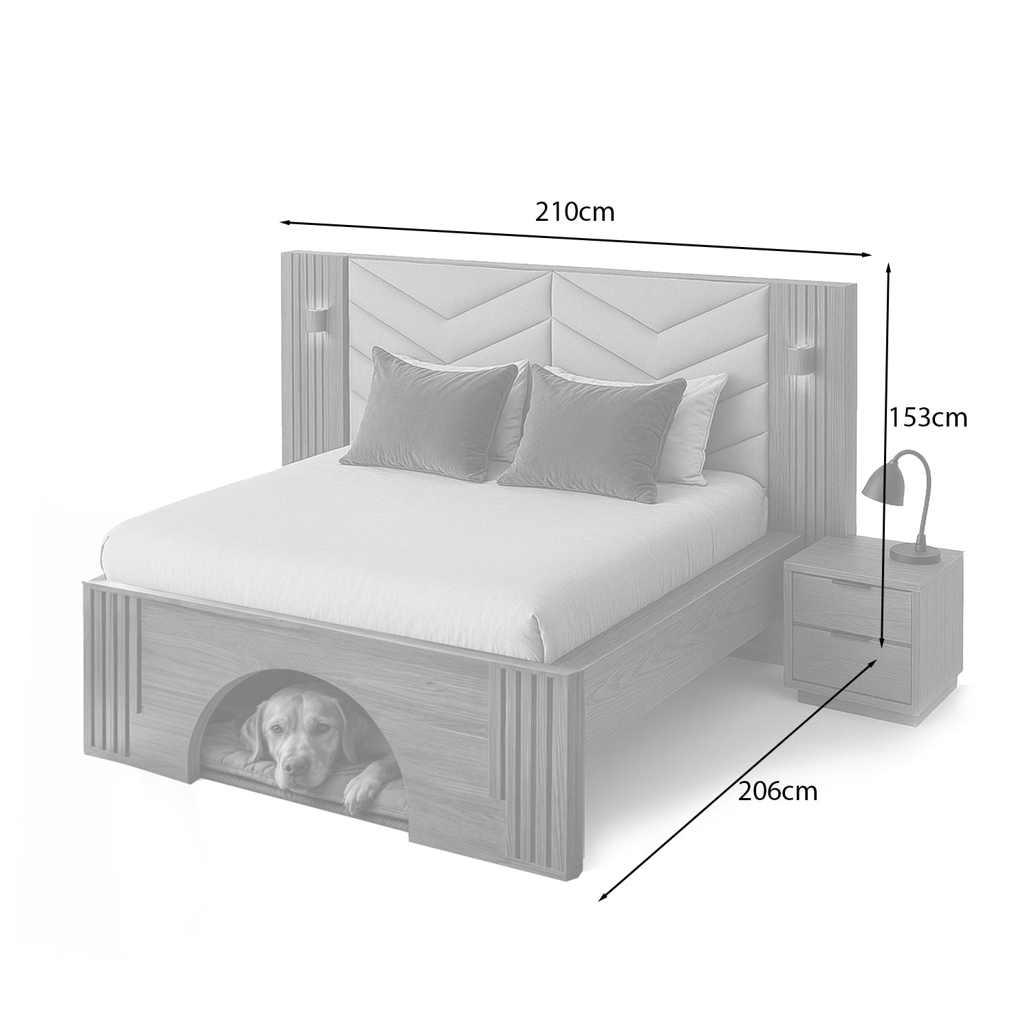 Cama Queen Gael Eurolino Marfil, Natural