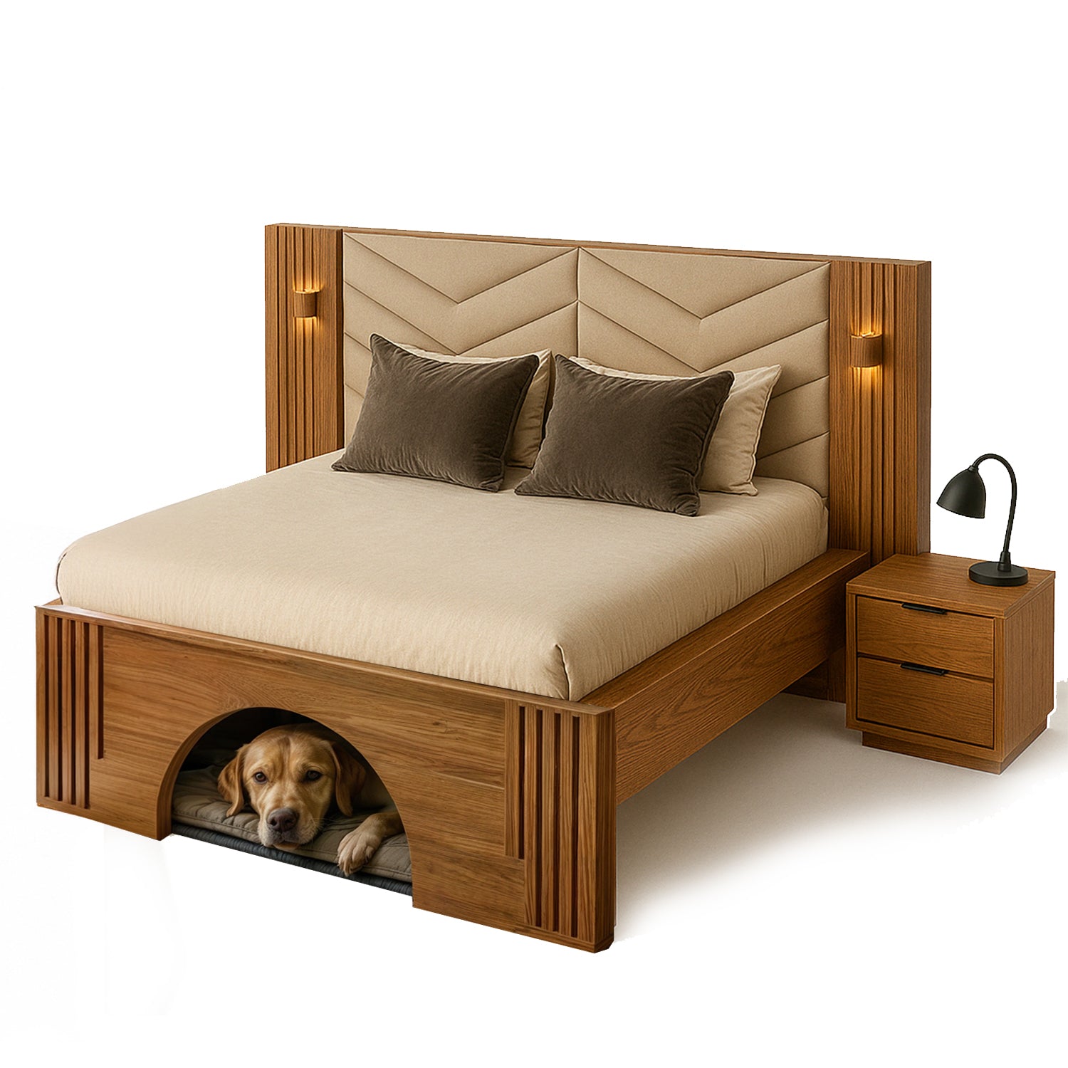 Cama Queen Gael Eurolino Marfil, Natural