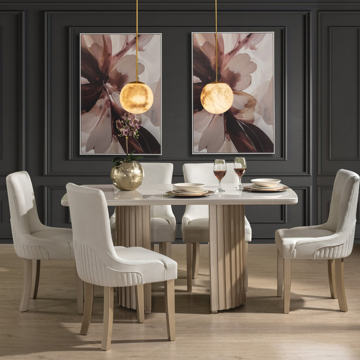 Comedor 6 Puestos Firence Lino Touch Almendra, Champaña