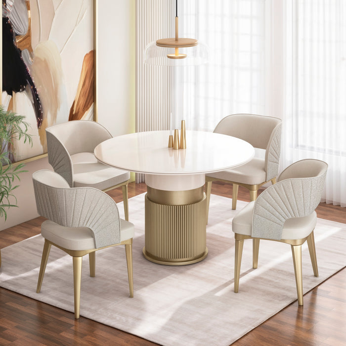 Comedor 4 Puestos Lexus Velvet Siena Marfil, Champaña