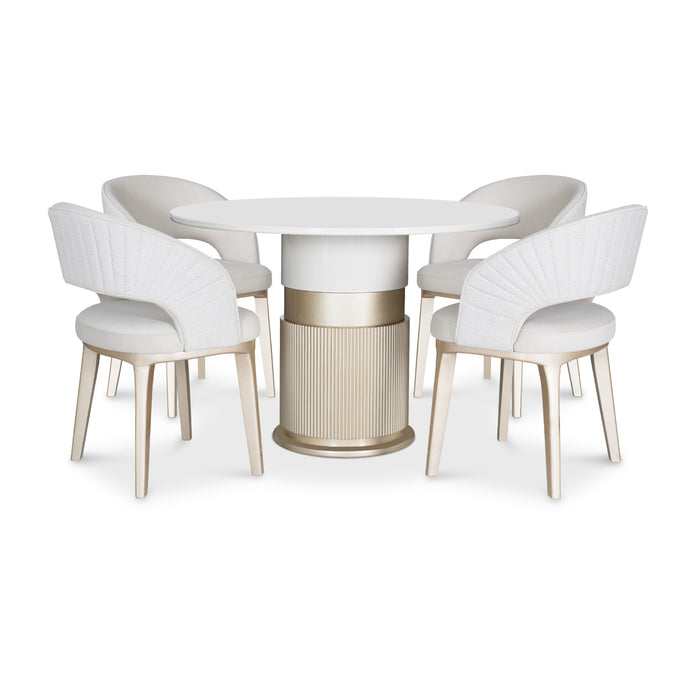 Comedor 4 Puestos Lexus Velvet Siena Marfil, Champaña