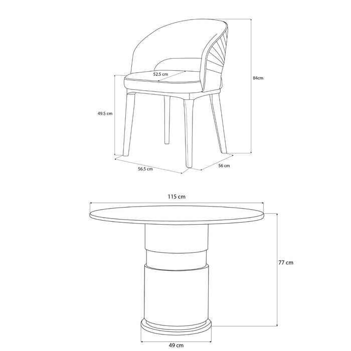 Comedor 4 Puestos Lexus Velvet Siena Marfil, Champaña