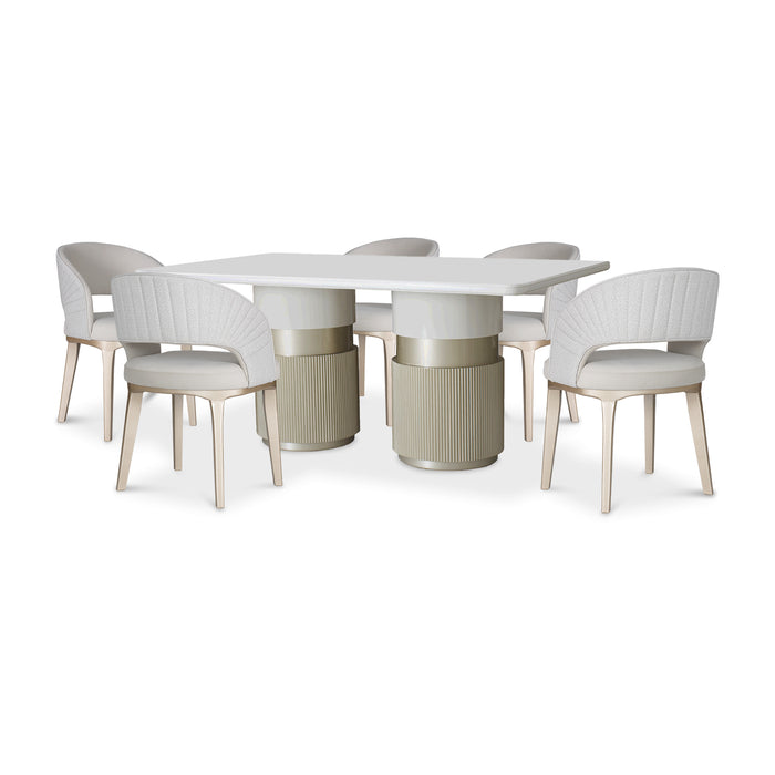 Comedor 6 Puestos Lexus Velvet Siena Marfil, Champaña