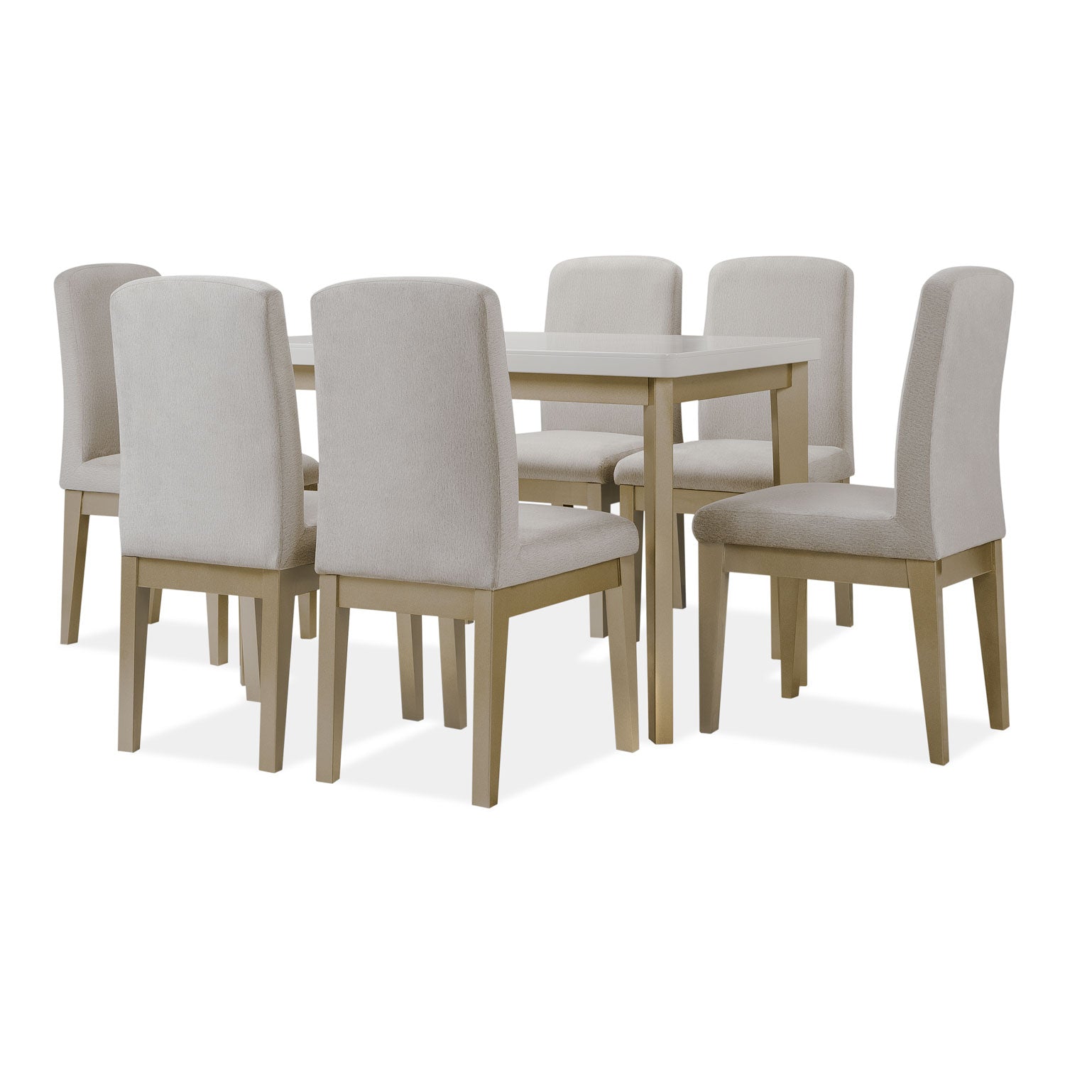 Comedor 6 Puestos Milu Velvet Suprema Sand, Champaña