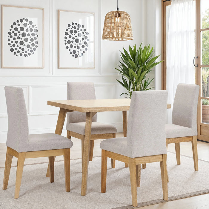 Comedor 4 Puestos Cannes Lino Taupe, Natural