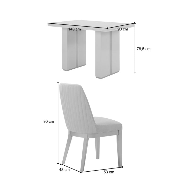 Comedor 4 Puestos Marcus Velvet Siena Avellana, Champaña