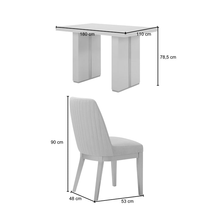 Comedor 6 Puestos Marcus Velvet Siena Avellana, Champaña